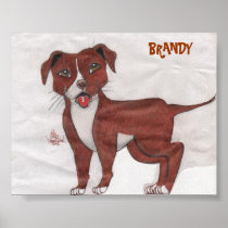 Cartoon pit-bull My red nose mama "Brandy" Posters