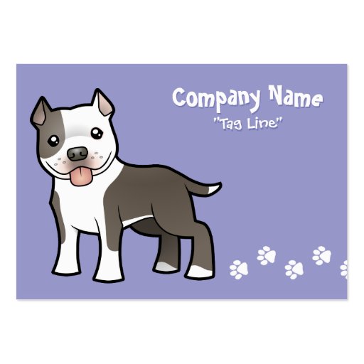 Cartoon Pitbull / American Staffordshire Terrier Business Cards (front side)