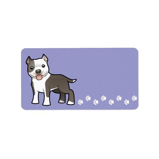 Cartoon Pitbull / American Staffordshire Terrier Personalized Address Labels