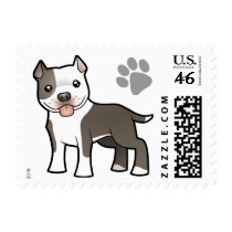 Cartoon Pitbull / American Staffordshire Terrier Postage Stamps