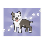 Cartoon Pitbull / American Staffordshire Terrier Postcard
