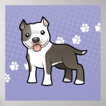 Cartoon Pitbull / American Staffordshire Terrier Posters