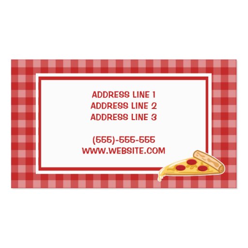 Cartoon Pizza Slice Pizzeria Business Card Templates (back side)