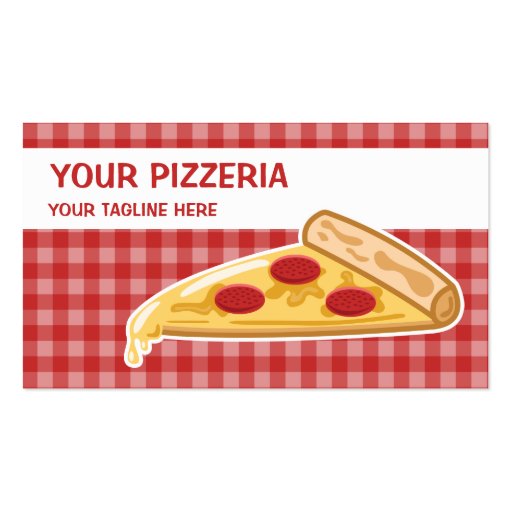 Cartoon Pizza Slice Pizzeria Business Card Templates (front side)