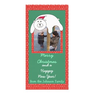 Cartoon Polar Bear Lying on Your Photo Xmas Card