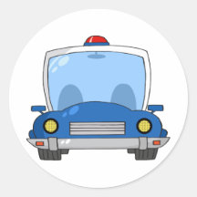 Cartoon Police Car Round Sticker