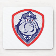 Cartoon Police Dog Watchdog Bulldog Shield Mousepad