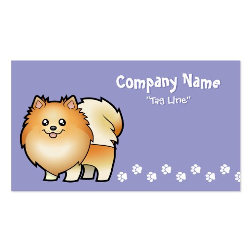 Cartoon Pomeranian Business Card Templates (front side)