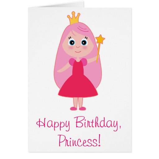 Cartoon Princess Happy Birthday Greeting Card | Zazzle