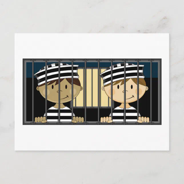 Cartoon Prisoners In Jail Cell Postcard Zazzle