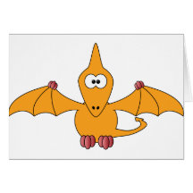 Cartoon Pterodactyl (yellow) Greeting Card
