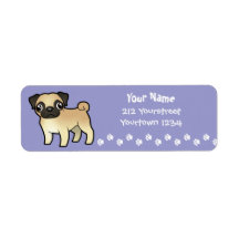 Cartoon Pug Return Address Label