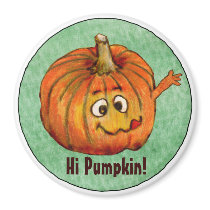 Cartoon Pumpkin Round Personalized Magnet by zooogle Cartoon Pumpkin Round Personalized Magnet
