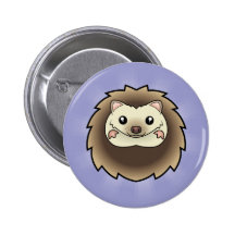 Cartoon Pygmy Hedgehog Pinback Button
