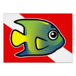 Cartoon Queen Angelfish Dive Flag Cards