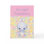 Cartoon Rabbit Congratulations Its a Girl Greeting Cards