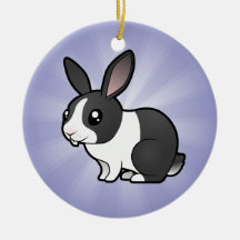 Cartoon Rabbit (uppy ear smooth hair) Christmas Ornament