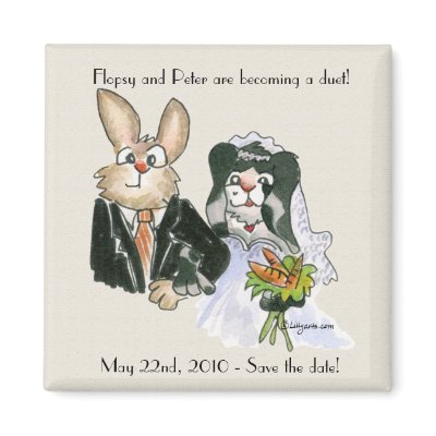 Cartoon Rabbits Wedding Save the Date Magnets by zooogle