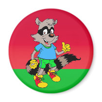 Cartoon Raccoon Refrigerator Magnets