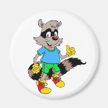 Cartoon Raccoon Refrigerator Magnets