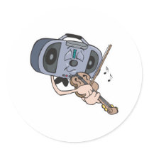 cartoon radio playing violin stickers by geekme cartoon radio playing violin stickers