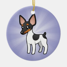 Cartoon Rat Terrier / Toy Fox Terrier Christmas Tree Ornament