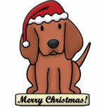 Cartoon Redbone Coonhound Christmas Ornament Photo Sculpture