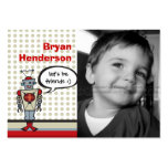 Cartoon Retro Robot Cute Kids Boy Birthday Party Business Card