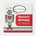 Cartoon Retro Robot Cute Kids Boy Birthday Party Magnets