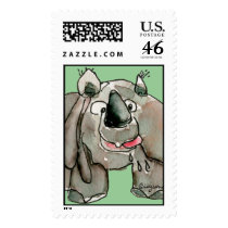 Cartoon Rhino Custom Postage Stamps by zooogle Cartoon Rhino Custom Postage Stamps