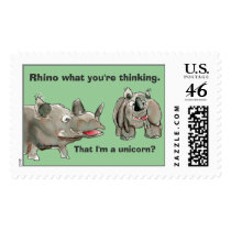 Cartoon Rhino Talk Custom Postage Stamp by zooogle Cartoon Rhino Talk Custom Postage Stamp