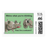 Cartoon Rhino Talk Custom Postage Stamp