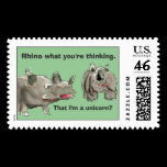 Cartoon Rhino Talk Custom Postage Stamp