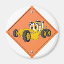 Cartoon Road Grader Sign Magnets