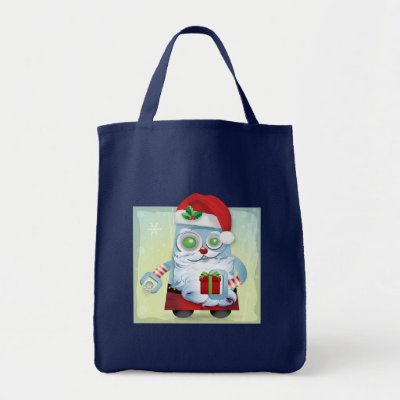 Cartoon Robot Santa Tote Bag