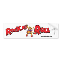 Cartoon Rock n Roll Cat Bumper Sticker