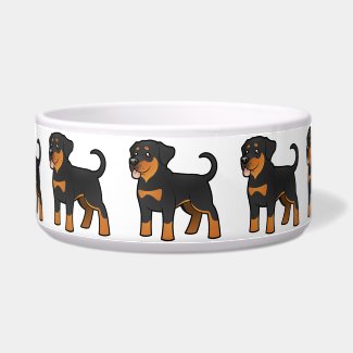 Cartoon Rottweiler Personalized Bowl Cartoon Rottweiler (with natural/undocked tail) Personalized Bowl