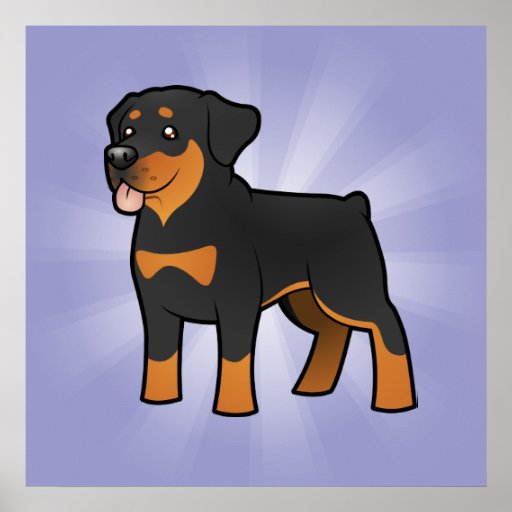 Cartoon Rottweiler Poster | Zazzle