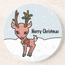 Cartoon Rudolf Christmas coaster coasters