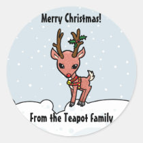 Cartoon Rudolf customise Christmas sticker stickers