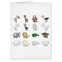 Cartoon Safari Animal Illustrations Cards