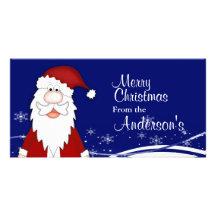 Cartoon Santa Christmas Greetings Photo Cards