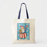 Cartoon Santa Claus American Flag Teddy Bear Bag
