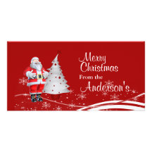 Cartoon Santa Claus Christmas Greetings Custom Photo Card