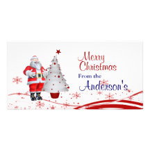 Cartoon Santa Claus Christmas Greetings Photo Card Template