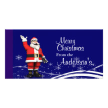 Cartoon Santa Claus Christmas Greetings Customized Photo Card