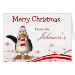 Cartoon Santa Claus Penguin Christmas Greeting Cards
