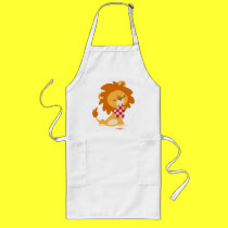 Cartoon Satiated Lion cooking apron