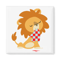 Cartoon Satiated Lion fridge magnet
