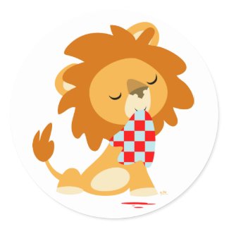 Cartoon Satiated Lion sticker sticker